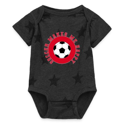 Soccer Makes Me Happy – Football Joy Graphic - Baby 5 Star Print One Piece