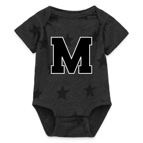 Varsity Letter M Collegiate Alphabet Art - Baby 5 Star Print One Piece