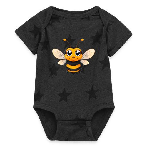Happy Cartoon Baby Bee with Open Wings - Baby 5 Star Print One Piece