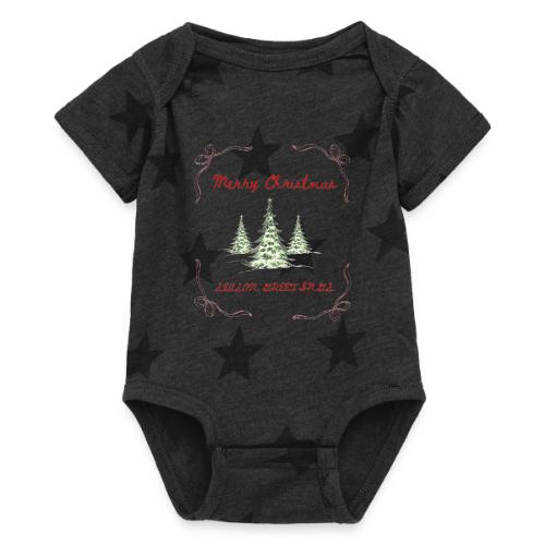 Beautiful Green Christmas Tree Graphic - Baby 5 Star Print One Piece