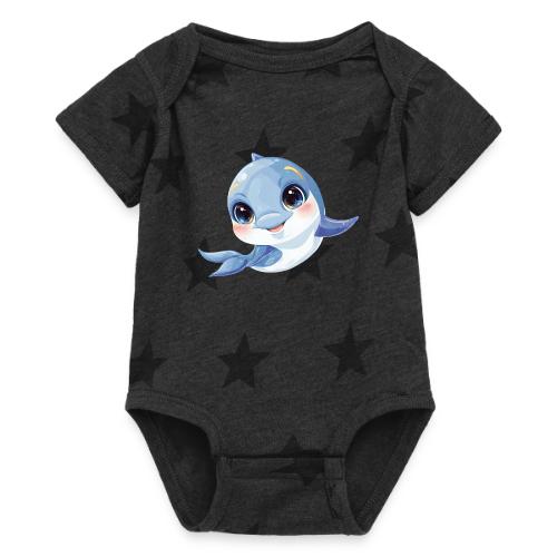 Joyful Blue-White Baby Dolphin - Baby 5 Star Print One Piece