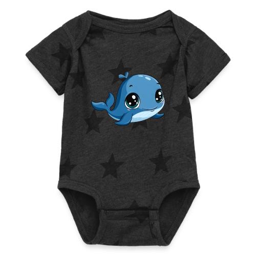 Smiling Blue Baby Whale - Baby 5 Star Print One Piece