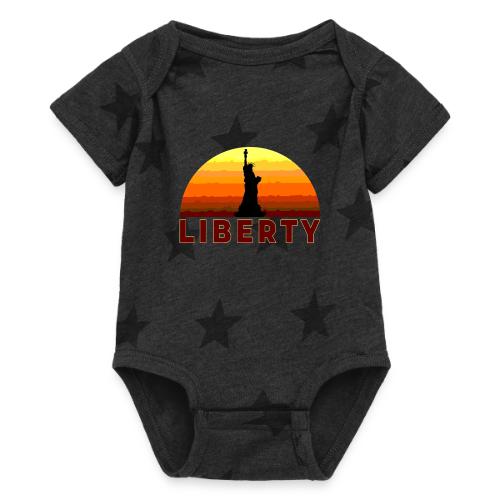 USA: Sunset Liberty Bold - Baby 5 Star Print One Piece