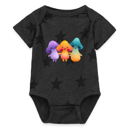 Cheerful Mushroom Friends - Baby 5 Star Print One Piece