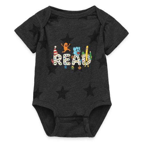 Whimsical READ Kids Cartoon - Baby 5 Star Print One Piece