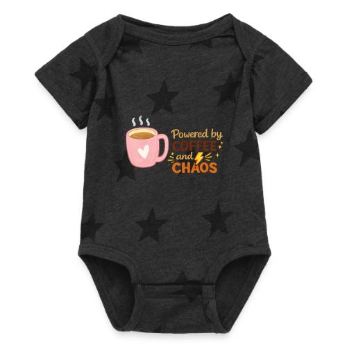 Powered by Coffee and Chaos - Baby 5 Star Print One Piece