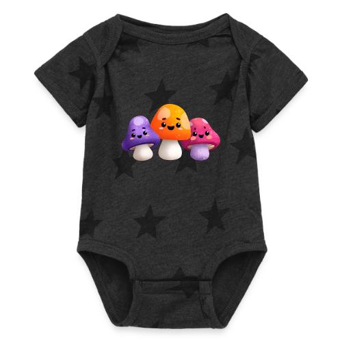 Colorful Mushroom Companions - Baby 5 Star Print One Piece