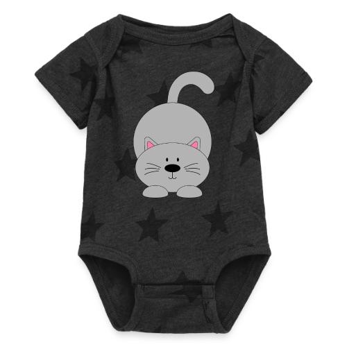 Lovely Grey Kitty - Soft Cozy Newborn Gift - Baby 5 Star Print One Piece