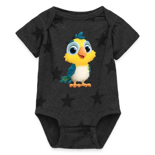 Playful Cartoon Parrot with Big Happy Eyes - Baby 5 Star Print One Piece