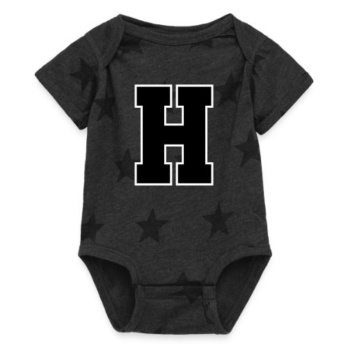 Varsity Letter H Athletic Font Design - Baby 5 Star Print One Piece