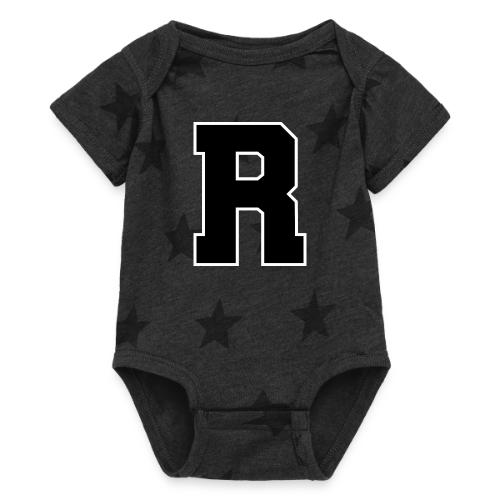 Varsity Letter R Athletic Monogram - Baby 5 Star Print One Piece