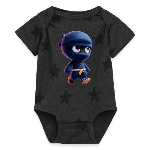 Playful Cartoon Baby Ninja Walking Happily - Baby 5 Star Print One Piece