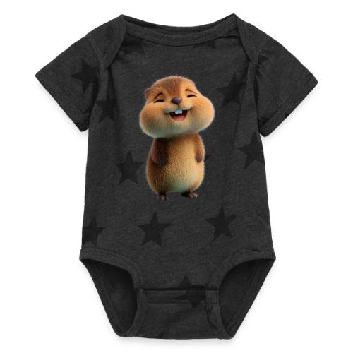 Joyful Cartoon Baby Beaver - Baby 5 Star Print One Piece