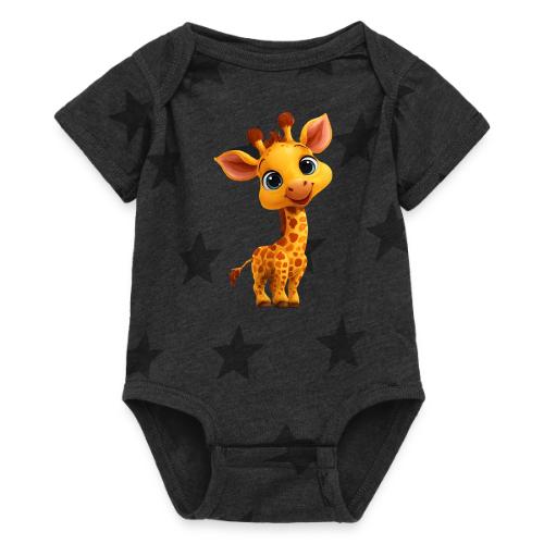 Adorable Cartoon Baby Giraffe with Big Eyes - Baby 5 Star Print One Piece
