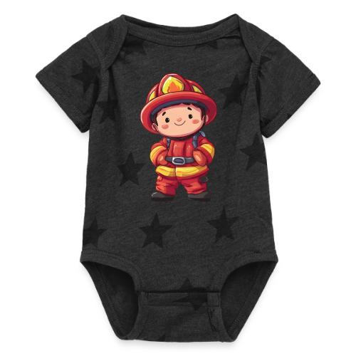 Friendly Firefighter Hero - Baby 5 Star Print One Piece