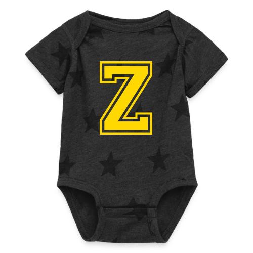 Letter Z – Capital Athletic Alphabet Monogram - Baby 5 Star Print One Piece