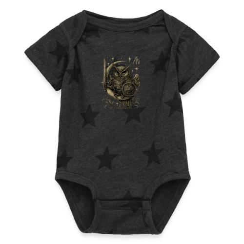 Moon Warrior Owl – Celestial Strength Tee - Baby 5 Star Print One Piece
