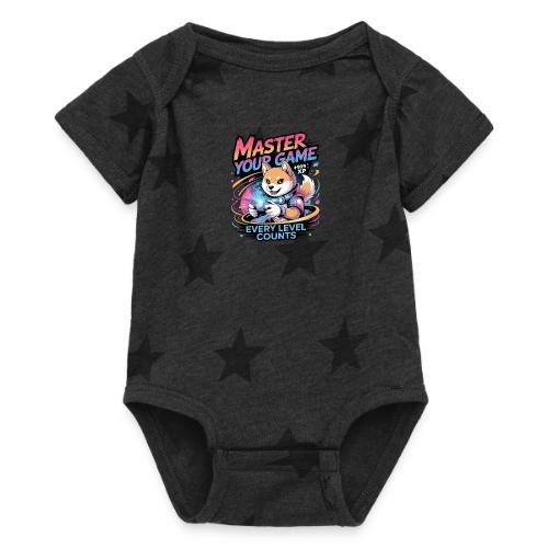 Cute Gamer Shiba Inu Level Up - Baby 5 Star Print One Piece