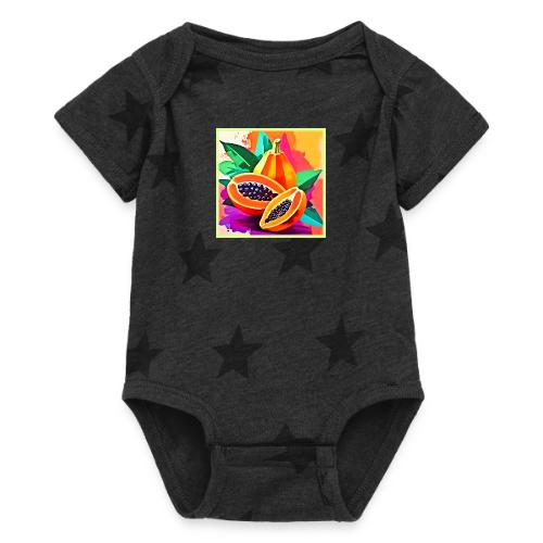 Sliced Papaya Pop Art - Baby 5 Star Print One Piece