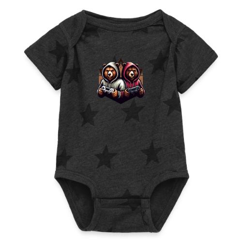 2 grizzlies gamer bears - Baby 5 Star Print One Piece