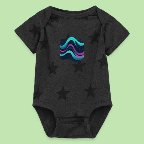 Abstract Wavy Ocean Pattern - Baby 5 Star Print One Piece
