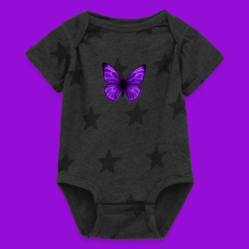 Neon Purple Butterfly - Baby 5 Star Print One Piece