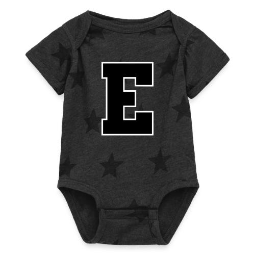 Varsity Letter E Collegiate Font Graphic - Baby 5 Star Print One Piece