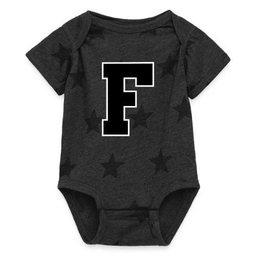 Varsity Letter F Athletic Monogram - Baby 5 Star Print One Piece