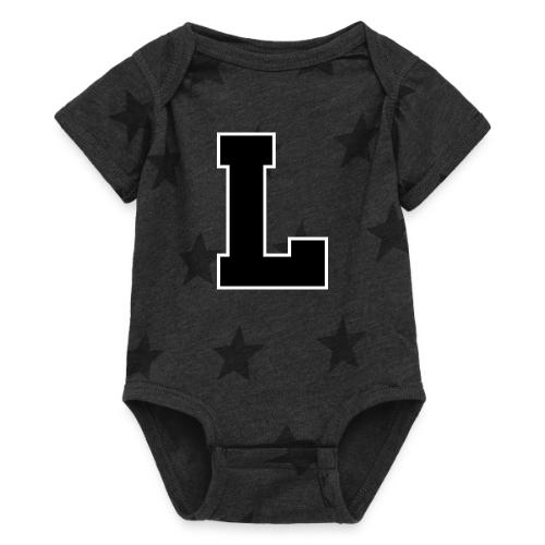 Varsity Letter L Athletic Monogram - Baby 5 Star Print One Piece