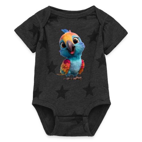 Colorful Cartoon Baby Parrot Design - Baby 5 Star Print One Piece