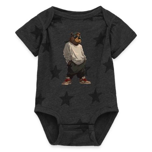 Urban Streetwear Bear Cool Apparel Design - Baby 5 Star Print One Piece