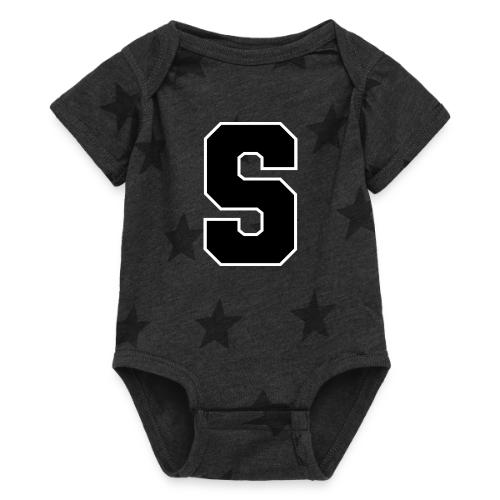 Varsity Letter S Collegiate Alphabet Art - Baby 5 Star Print One Piece