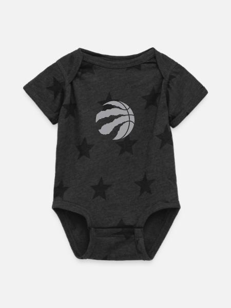toronto raptors basketball - Baby 5 Star Print One Piece - charcoal star