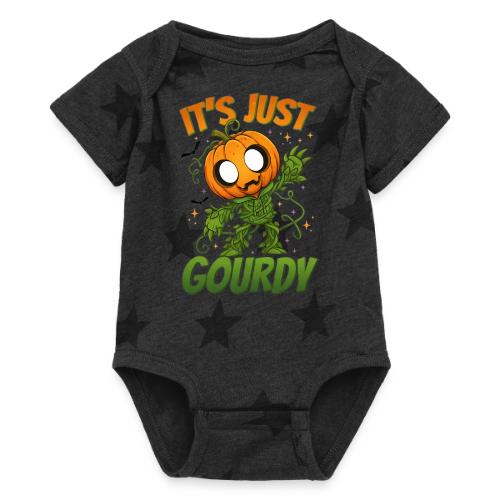 Cute Pumpkin Monster “It’s Just Gourdy” Funny - Baby 5 Star Print One Piece