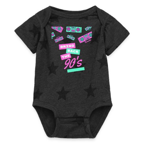 Bring Back The 90s Nostalgia Design| Retro 90s Art - Baby 5 Star Print One Piece