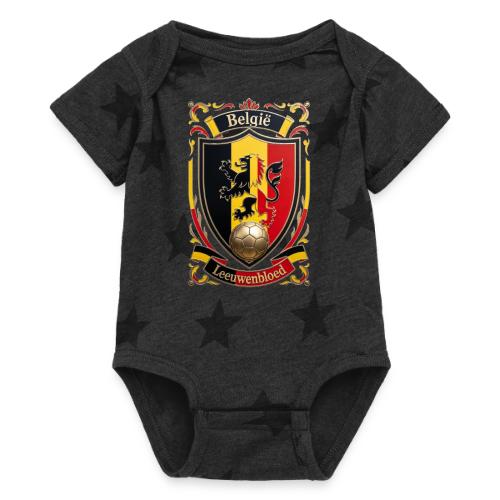 Belgium Lion Crest T-Shirt, Belgian Flag Gift - Baby 5 Star Print One Piece