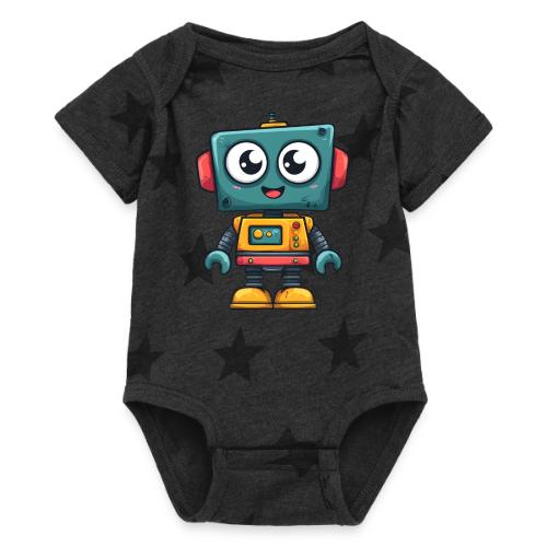 Cute Cartoon Robot Standing with a Smile - Baby 5 Star Print One Piece