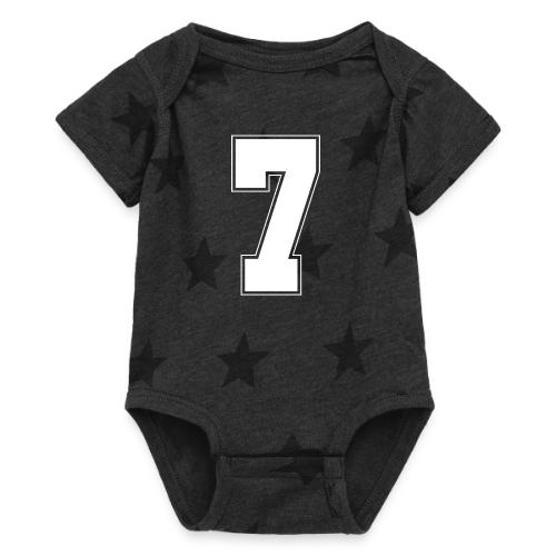 White Number 7 – Varsity Font - Baby 5 Star Print One Piece