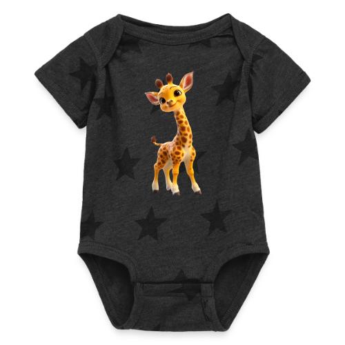 Adorable 3D Baby Giraffe with Big Eyes - Baby 5 Star Print One Piece