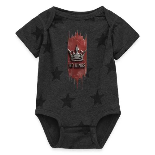 NO KINGS - Distressed Anarchy Crown - Baby 5 Star Print One Piece
