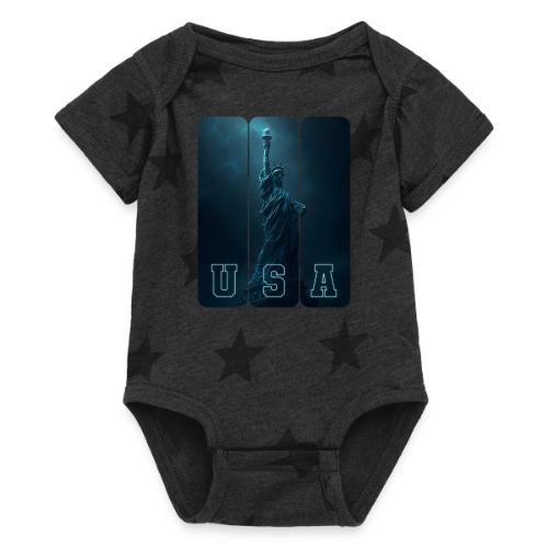 Neon Liberty USA Triptych - Baby 5 Star Print One Piece