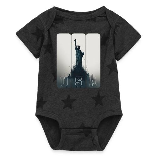 USA: Liberty Rising Over Manhattan - Baby 5 Star Print One Piece