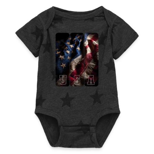 USA: Worn Stars and Stripes - Baby 5 Star Print One Piece