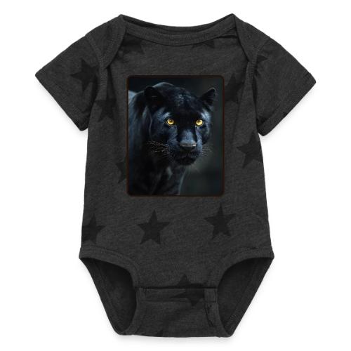 Black Panther Glowing Eyes Design - Baby 5 Star Print One Piece