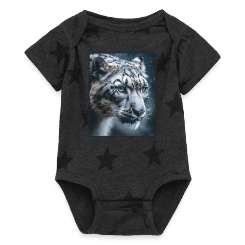 Snow Leopard Blue Eyes Design - Baby 5 Star Print One Piece