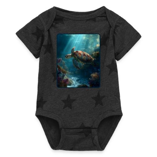 Sea Turtle Coral Reef Design - Baby 5 Star Print One Piece