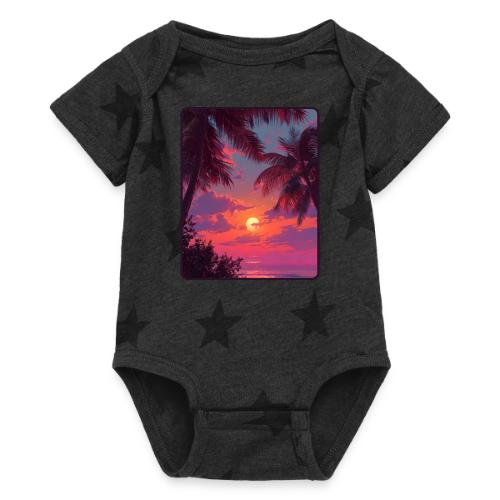 Tropical Sunset Palm Silhouette Design - Baby 5 Star Print One Piece