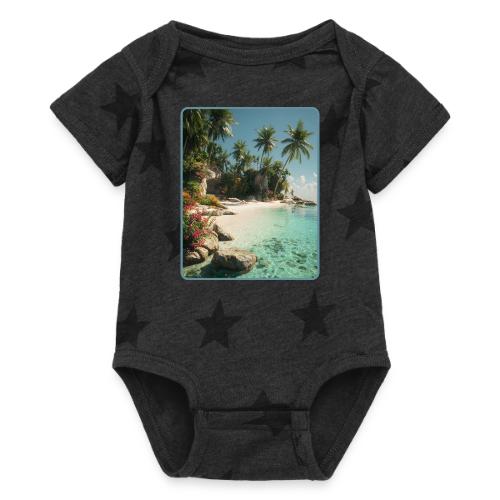Serene Tropical Beach Floral Design - Baby 5 Star Print One Piece