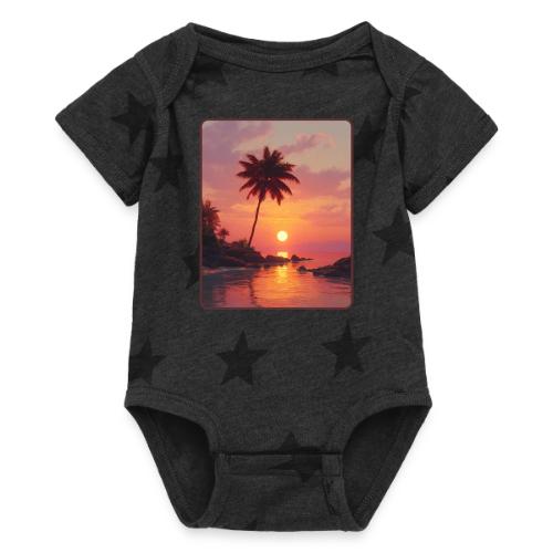Tropical Beach Sunset Palm Design - Baby 5 Star Print One Piece