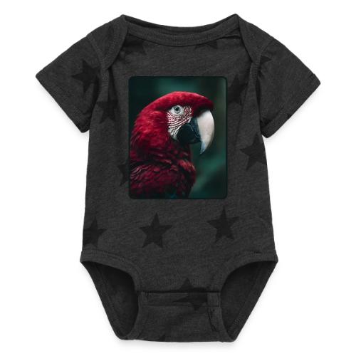 Red Green Macaw Bird Portrait Design - Baby 5 Star Print One Piece